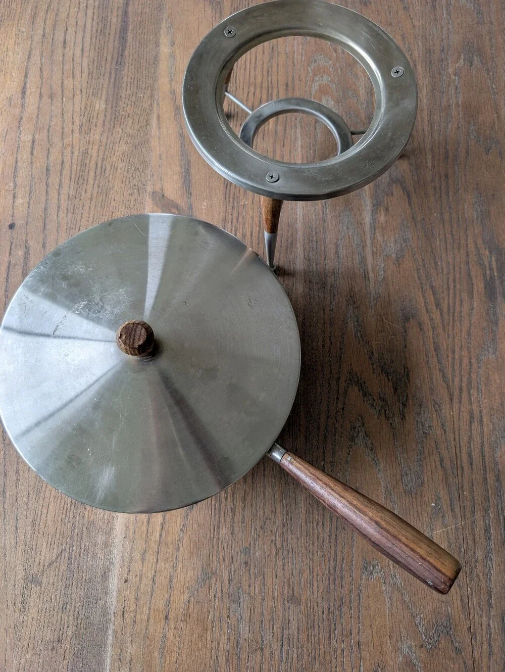 VINTAGE Fondue Pot Retro 1970 Stainless Steel Large Party Bowl